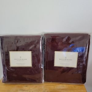 Set of 2 Pottery Barn Silk Dupioni Panels 50x96 Inches Pole Pocket Wine …